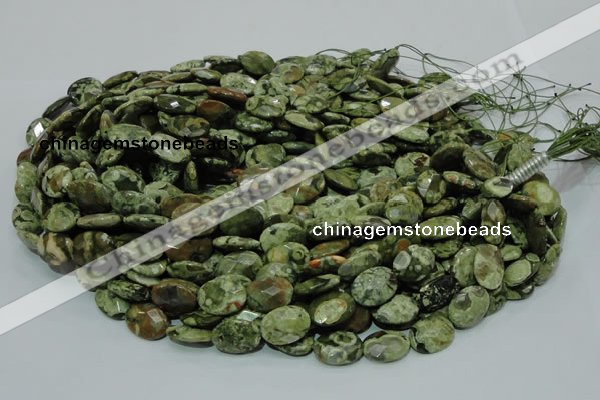 CPS91 15.5 inches 16*20mm faceted oval green peacock stone beads