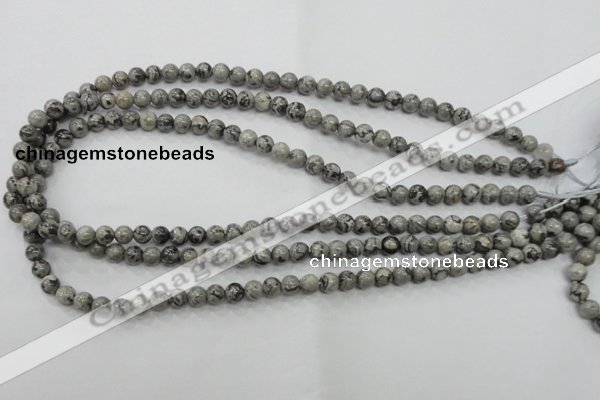 CPT102 15.5 inches 6mm round grey picture jasper beads