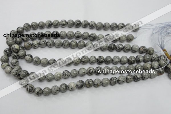 CPT104 15.5 inches 10mm round grey picture jasper beads