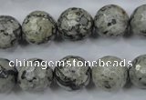 CPT115 15.5 inches 14mm faceted round grey picture jasper beads