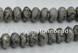 CPT120 15.5 inches 6*10mm faceted rondelle grey picture jasper beads