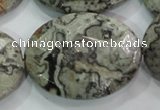 CPT130 15.5 inches 30*40mm faceted oval grey picture jasper beads