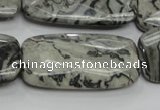 CPT132 15.5 inches 20*40mm faceted rectangle grey picture jasper beads