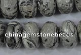 CPT135 15.5 inches 12*20mm faceted rondelle grey picture jasper beads