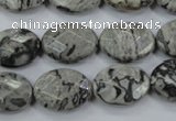 CPT145 15.5 inches 13*18mm faceted oval grey picture jasper beads