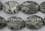 CPT147 15.5 inches 18*25mm faceted oval grey picture jasper beads