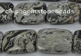 CPT156 15.5 inches 18*25mm faceted rectangle grey picture jasper beads