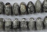 CPT160 15.5 inches 9*16mm rondelle grey picture jasper beads