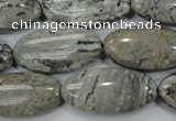 CPT175 15.5 inches 15*30mm marquise grey picture jasper beads