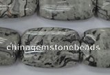 CPT182 15.5 inches 20*30mm rectangle grey picture jasper beads