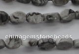 CPT185 15.5 inches 4*6mm oval grey picture jasper beads wholesale