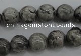 CPT188 15.5 inches 8mm round grey picture jasper beads wholesale