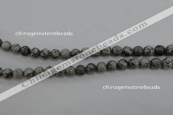 CPT188 15.5 inches 8mm round grey picture jasper beads wholesale