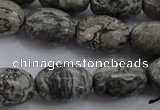 CPT195 15.5 inches 13*18mm faceted rice grey picture jasper beads