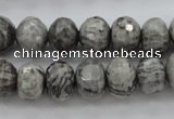 CPT196 15.5 inches 5*8mm faceted rondelle grey picture jasper beads