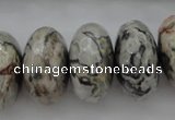 CPT197 15.5 inches 9*16mm faceted rondelle grey picture jasper beads