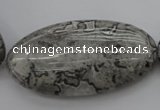 CPT198 15.5 inches 25*50mm oval grey picture jasper beads wholesale