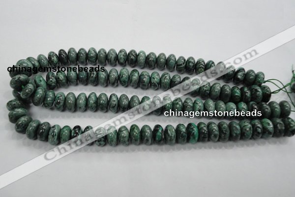 CPT200 15.5 inches 8*14mm rondelle green picture jasper beads