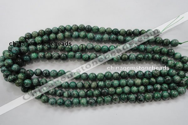 CPT205 15.5 inches 8mm round green picture jasper beads