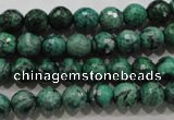 CPT214 15.5 inches 8mm faceted round green picture jasper beads