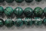 CPT216 15.5 inches 12mm faceted round green picture jasper beads