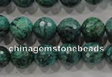 CPT216 15.5 inches 12mm faceted round green picture jasper beads