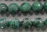 CPT217 15.5 inches 14mm faceted round green picture jasper beads