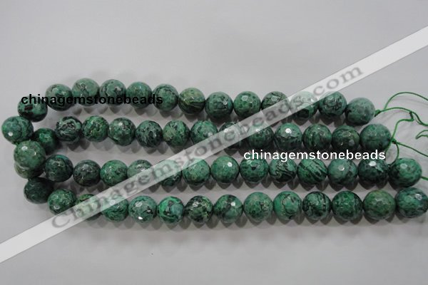 CPT217 15.5 inches 14mm faceted round green picture jasper beads