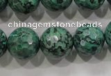 CPT218 15.5 inches 16mm faceted round green picture jasper beads