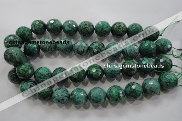 CPT220 15.5 inches 20mm faceted round green picture jasper beads