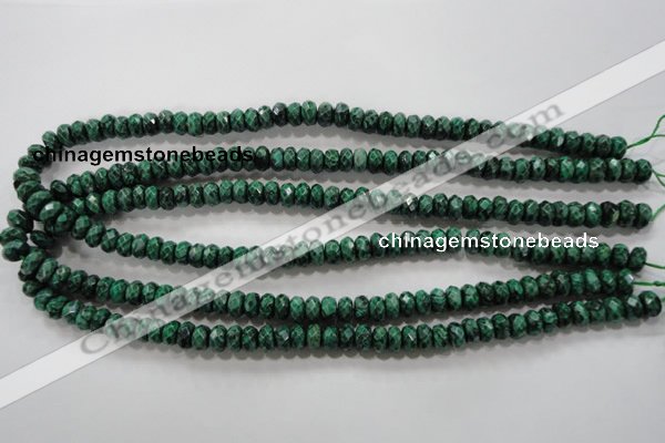 CPT222 15.5 inches 5*8mm faceted rondelle green picture jasper beads