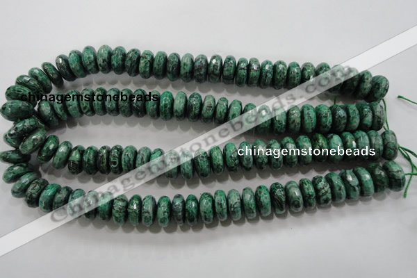 CPT224 15.5 inches 7*15mm faceted rondelle green picture jasper beads