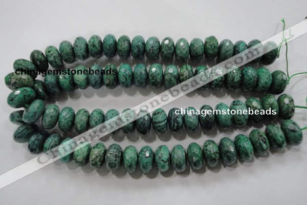 CPT226 15.5 inches 10*18mm faceted rondelle green picture jasper beads