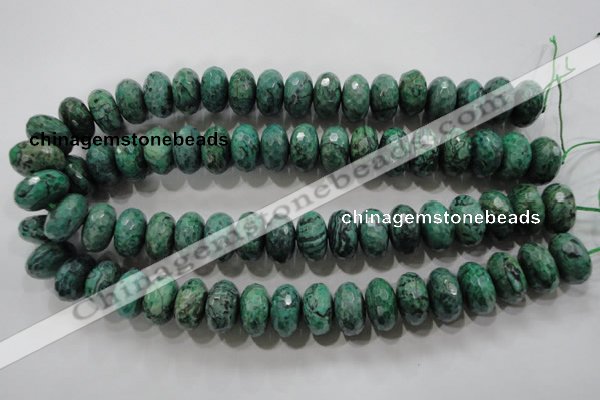 CPT226 15.5 inches 10*18mm faceted rondelle green picture jasper beads