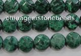 CPT231 15.5 inches 10mm faceted coin green picture jasper beads