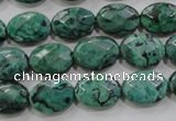 CPT237 15.5 inches 10*14mm faceted oval green picture jasper beads