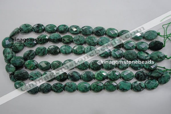 CPT238 15.5 inches 12*16mm faceted oval green picture jasper beads