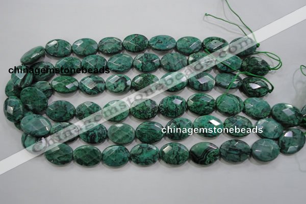 CPT240 15.5 inches 15*20mm faceted oval green picture jasper beads