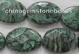 CPT241 15.5 inches 18*25mm faceted oval green picture jasper beads