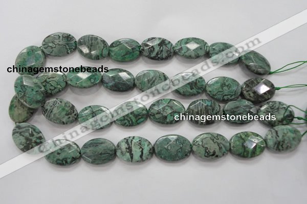 CPT241 15.5 inches 18*25mm faceted oval green picture jasper beads