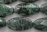 CPT245 15.5 inches 15*30mm faceted marquise green picture jasper beads