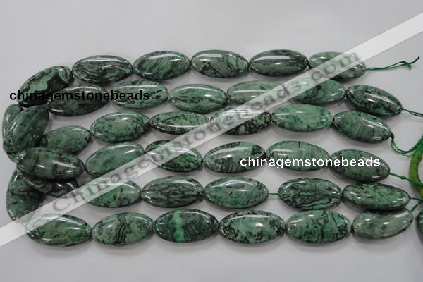 CPT246 15.5 inches 15*30mm marquise green picture jasper beads