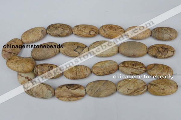 CPT255 15.5 inches 20*35mm oval picture jasper beads wholesale