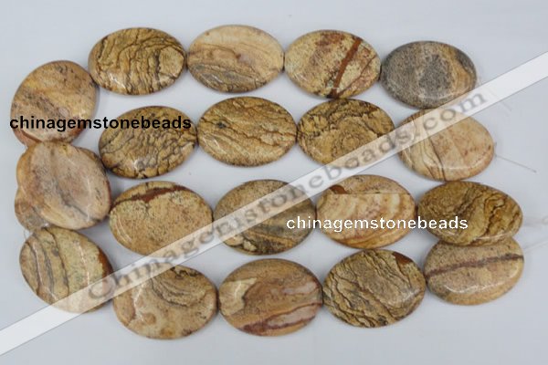 CPT256 15.5 inches 30*40mm oval picture jasper beads wholesale