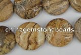 CPT258 15.5 inches 18mm flat round picture jasper beads wholesale