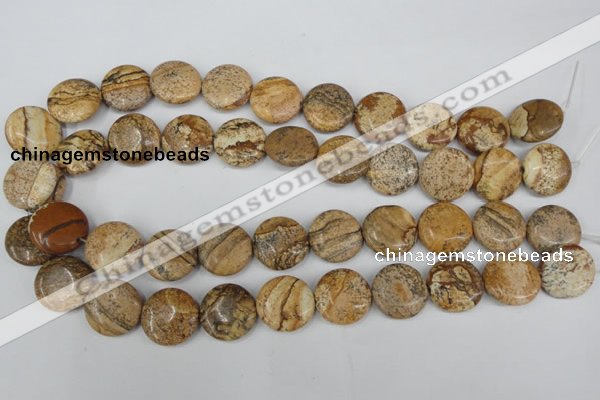 CPT258 15.5 inches 18mm flat round picture jasper beads wholesale