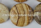 CPT260 15.5 inches 30mm flat round picture jasper beads wholesale