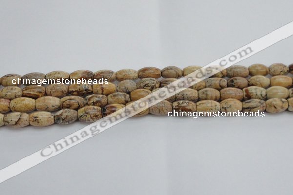 CPT272 15.5 inches 8*12mm rice picture jasper beads wholesale