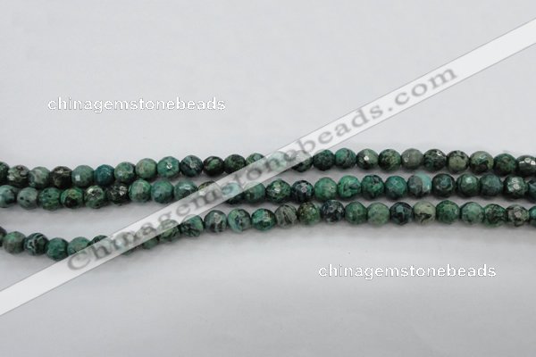 CPT303 15.5 inches 6mm faceted round green picture jasper beads