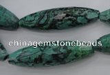 CPT309 15.5 inches 12*40mm rice green picture jasper beads